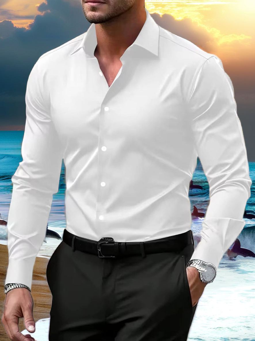 1 piece of business casual long sleeved shirt, spring and autumn style formal shirt, slightly elastic and iron free