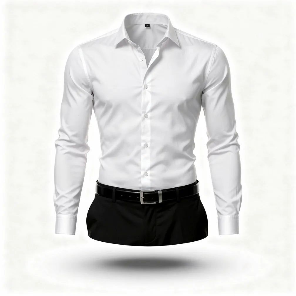 1 piece of business casual long sleeved shirt, spring and autumn style formal shirt, slightly elastic and iron free
