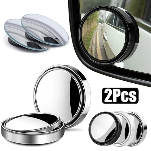 2Pcs Round Frame Convex Blind Spot Mirror Safety Driving Wid
