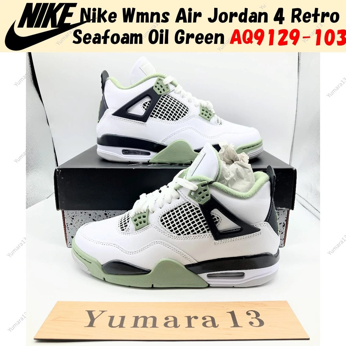 Nike Wmns Air Jordan 4 Retro Seafoam Oil Green AQ9129-103 US 5-15 Size New